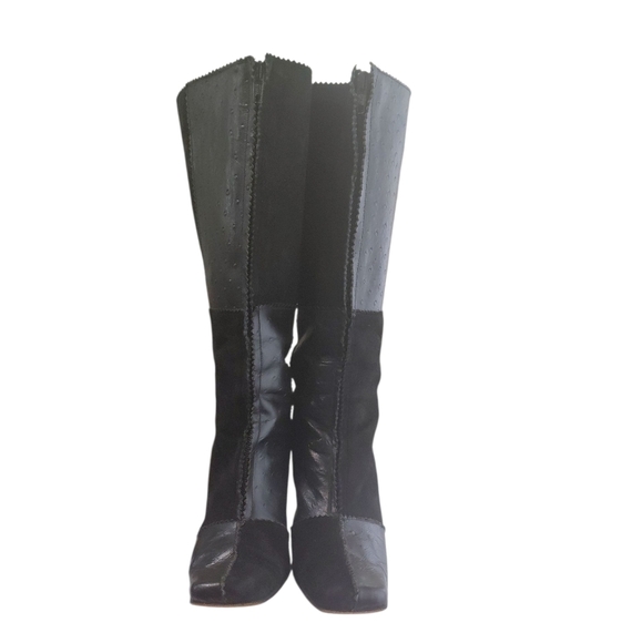 COUP D’ETAT Black Leather And Suede High Heeled Boots Size 5 - Picture 5 of 10
